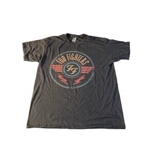 Foo Fighters FF Air Logo T-Shirt Men's M Gray Distressed Grunge Rock Band Tee